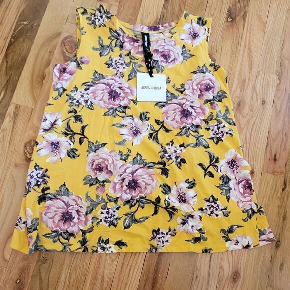 NWT Agnes & Dora Crossover Tank - Yellow Lilac Floral - Picture 2 of 7